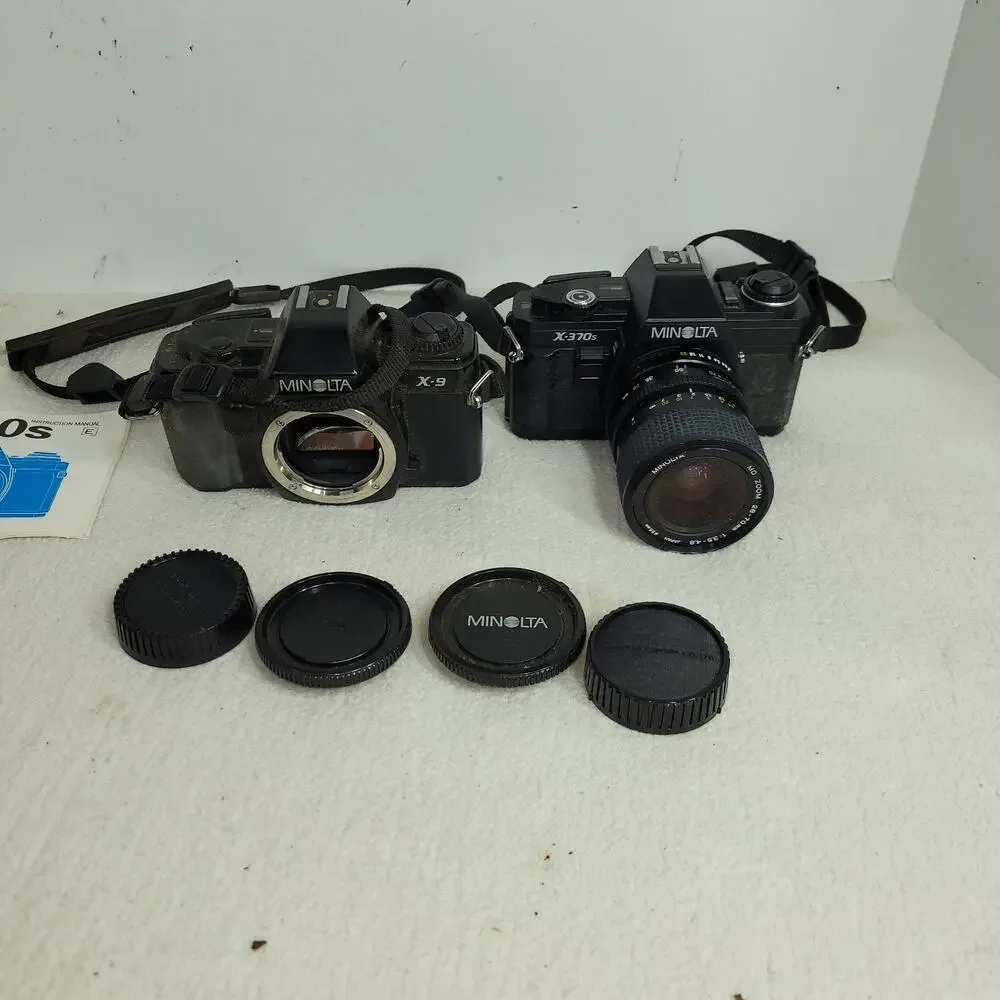 Vtg Minolta Camera Lot 28 - 70 mm 1:35 - 48 Japan 55mm X-370s Photography X-9